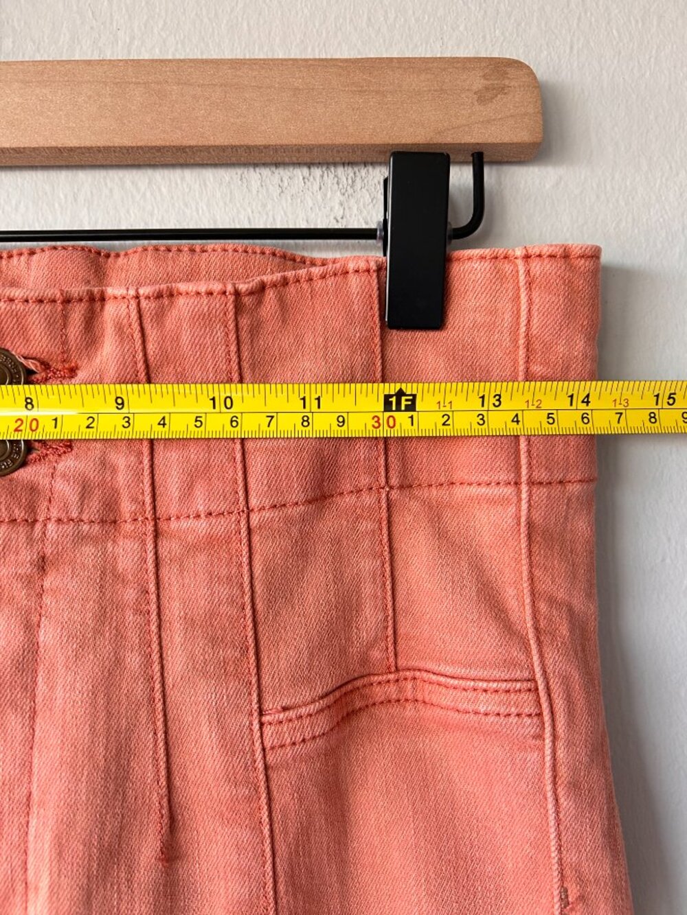 Free People We The Free Jayde High Rise Flare Jeans Coral Orange Denim Size 29 - Picture 7 of 9